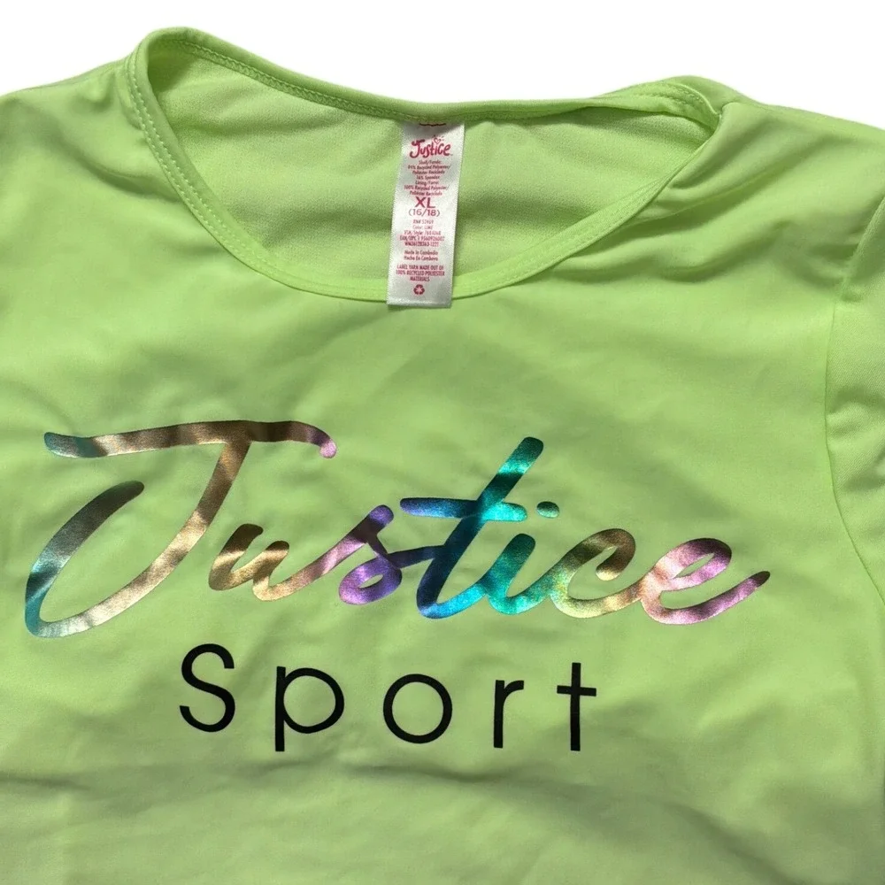 Justice Sport Girls Neon Lime Green‎ Lace Up 2 Piece Swimsuit Set XL 16/18
